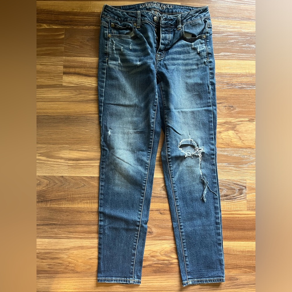 Distressed Blue Jeans